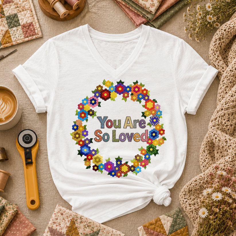 You Are So Loved Floral Wreath - White