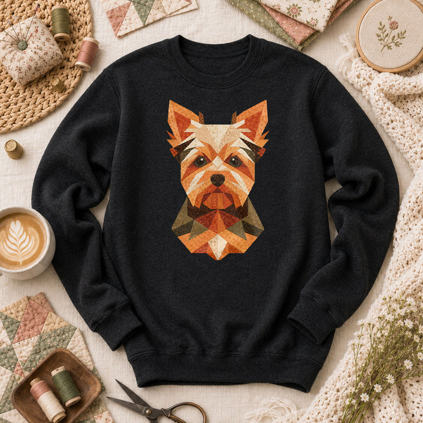 Geometric Yorkshire Terrier Patchwork - Black