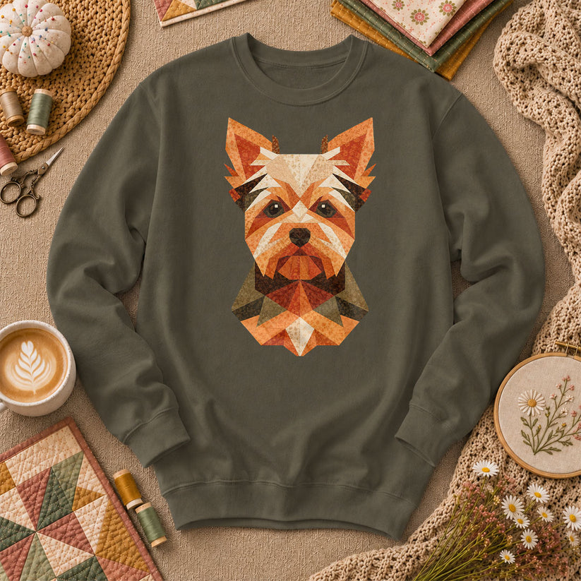 Geometric Yorkshire Terrier Patchwork - Military Green