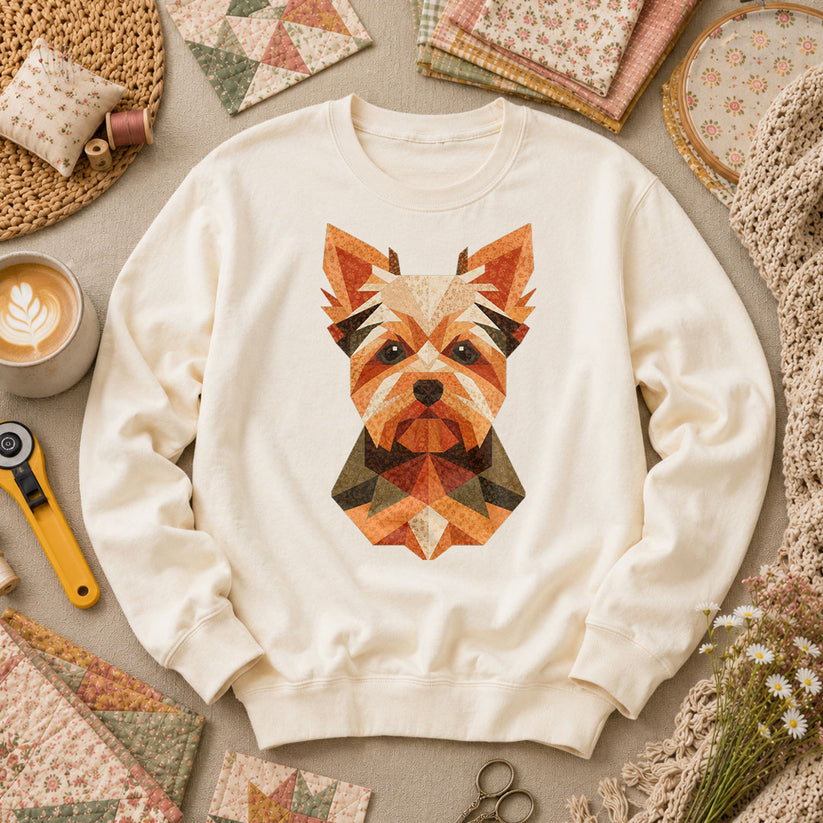 Geometric Yorkshire Terrier Patchwork - Natural