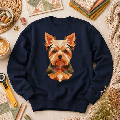 Geometric Yorkshire Terrier Patchwork - Navy