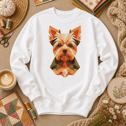 Geometric Yorkshire Terrier Patchwork - White