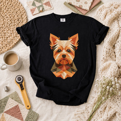 Geometric Yorkshire Terrier Patchwork - Black