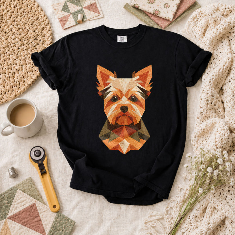 Geometric Yorkshire Terrier Patchwork - Black