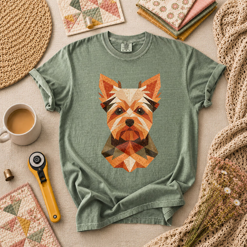 Geometric Yorkshire Terrier Patchwork - Forest