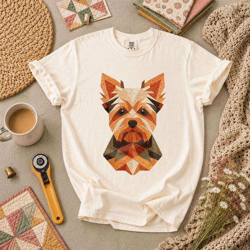 Geometric Yorkshire Terrier Patchwork - Ivory