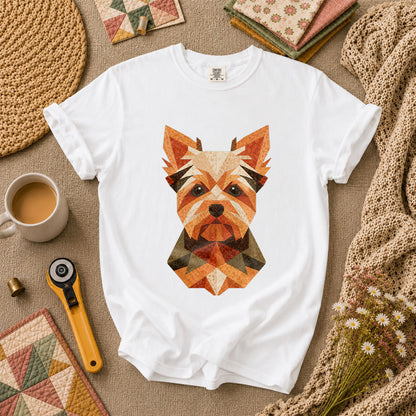 Geometric Yorkshire Terrier Patchwork - White