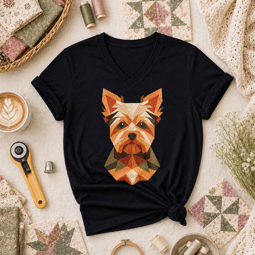 Geometric Yorkshire Terrier Patchwork - Black
