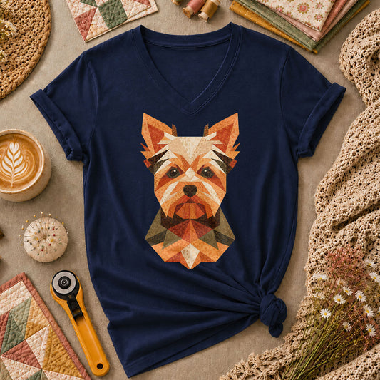 Geometric Yorkshire Terrier Patchwork - Navy