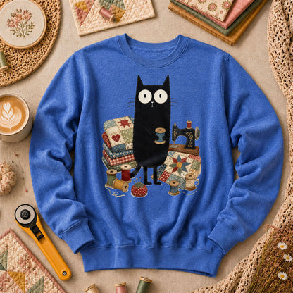 Curious Black Cat Sewing Setup - Heather True Royal