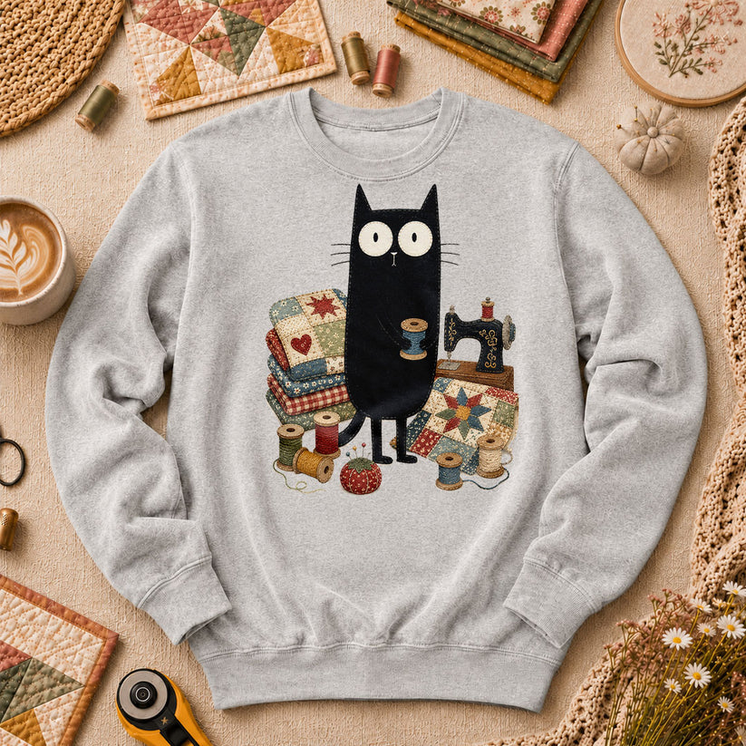 Curious Black Cat Sewing Setup - Sport Grey