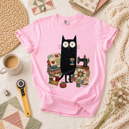 Curious Black Cat Sewing Setup - Blossom