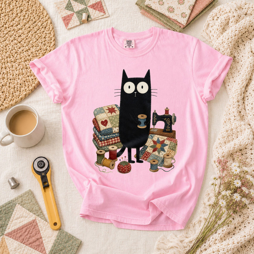Curious Black Cat Sewing Setup - Blossom