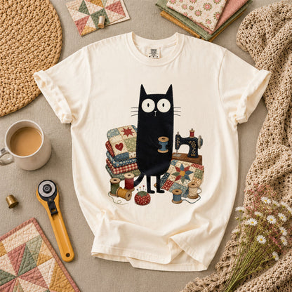 Curious Black Cat Sewing Setup - Ivory
