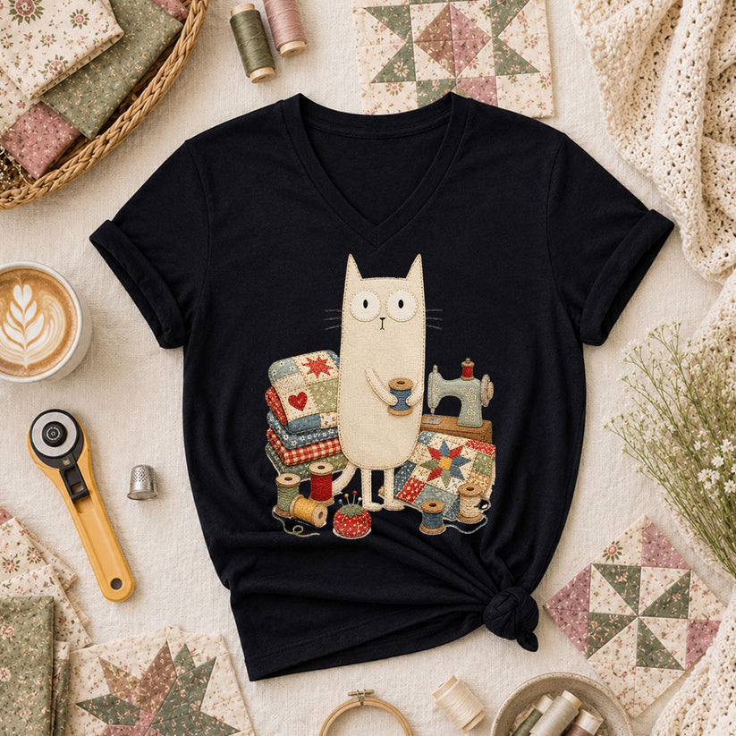 Curious Black Cat Sewing Setup - Black