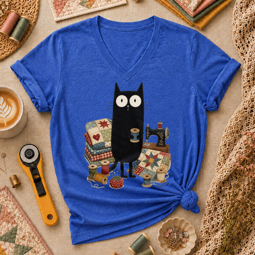Curious Black Cat Sewing Setup - Heather True Royal
