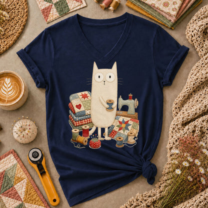 Curious Black Cat Sewing Setup - Navy