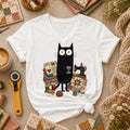 Curious Black Cat Sewing Setup Women's V-Neck