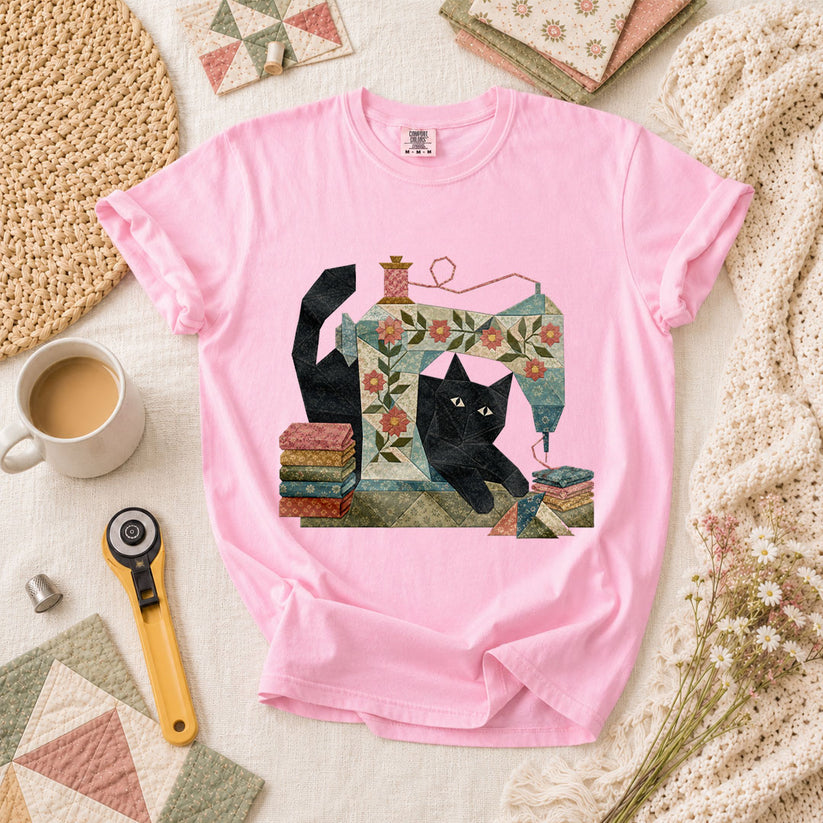 Black Cat Vintage Sewing Machine Floral - Blossom