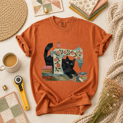 Black Cat Vintage Sewing Machine Floral - Yam