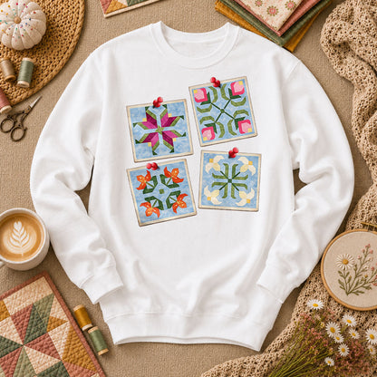 Four Quilt Block Squares Notes - White