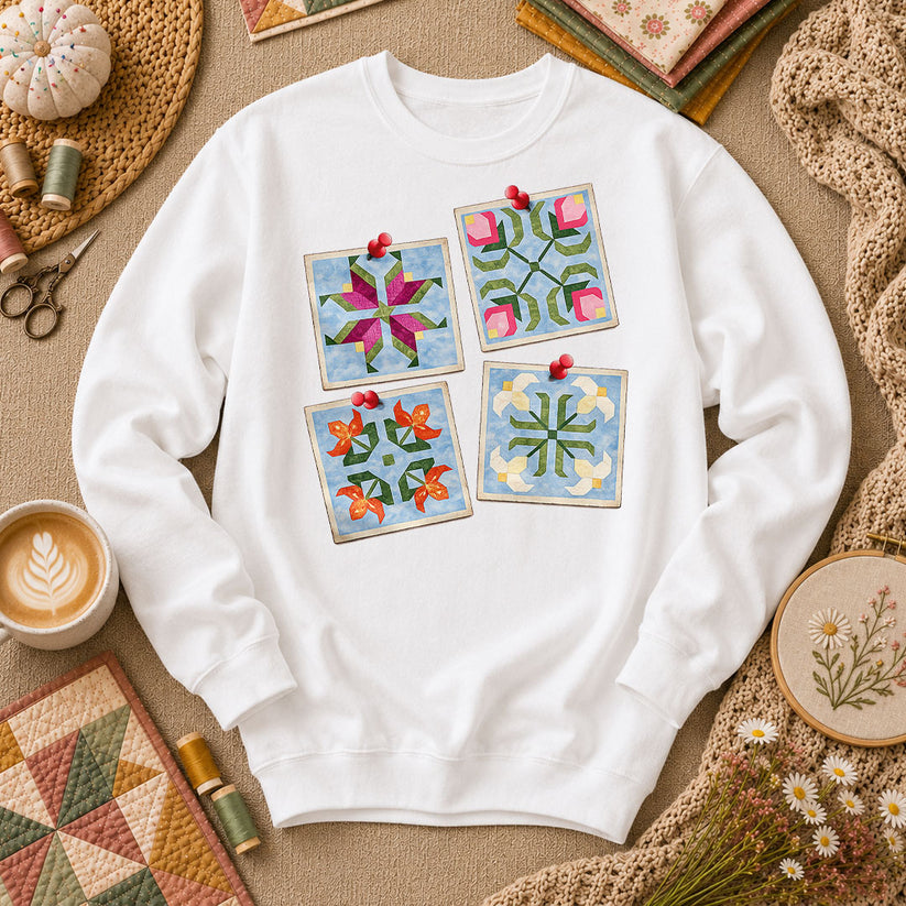 Four Quilt Block Squares Notes - White
