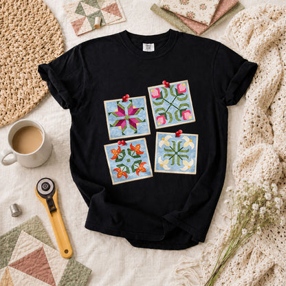 Four Quilt Block Squares Notes - Black