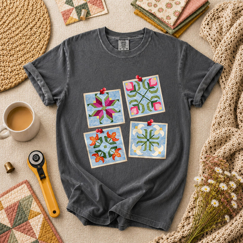 Four Quilt Block Squares Notes - Grey