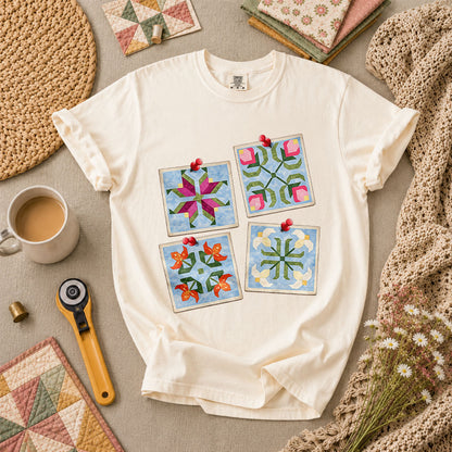Four Quilt Block Squares Notes - Ivory