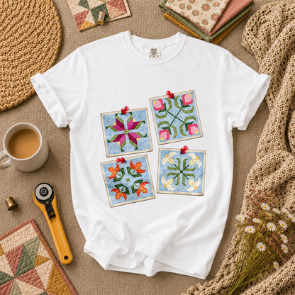 Four Quilt Block Squares Notes - White
