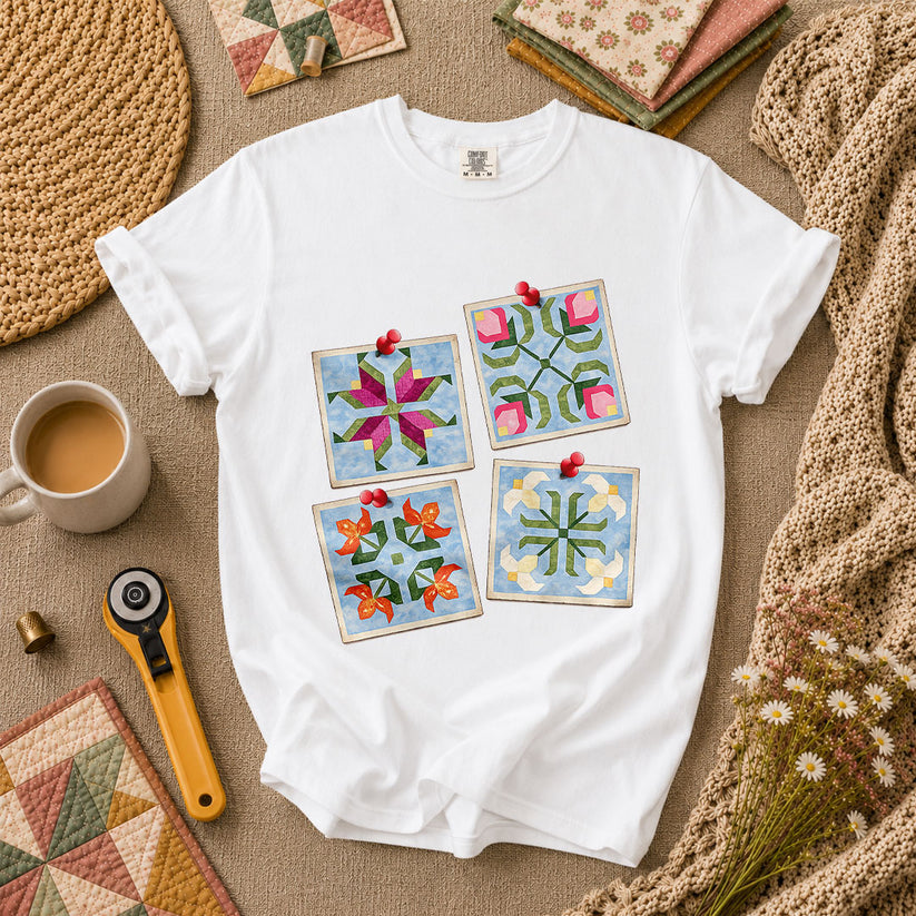 Four Quilt Block Squares Notes - White
