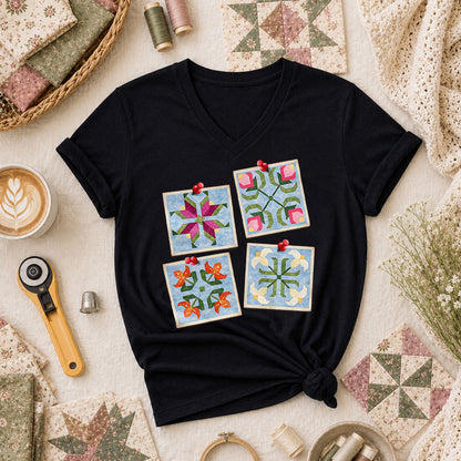 Four Quilt Block Squares Notes - Black