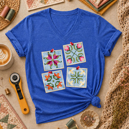 Four Quilt Block Squares Notes - Heather True Royal
