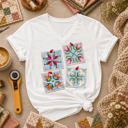 Four Quilt Block Squares Notes - White