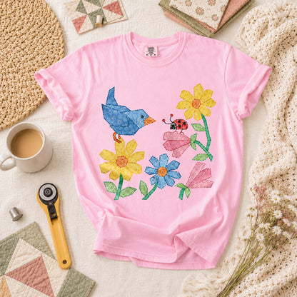 Patchwork Bluebird Wildflowers Ladybug - Blossom