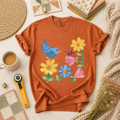 Patchwork Bluebird Wildflowers Ladybug - Yam