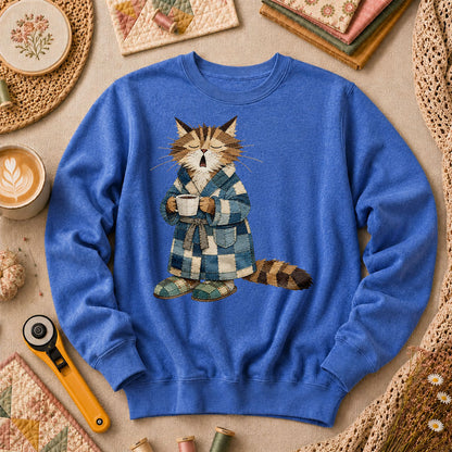 Cozy Cat Robe Morning Coffee - Heather True Royal