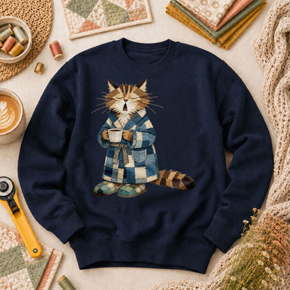 Cozy Cat Robe Morning Coffee - Navy