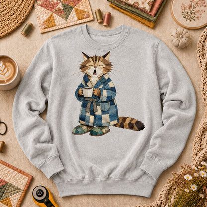 Cozy Cat Robe Morning Coffee - Sport Grey