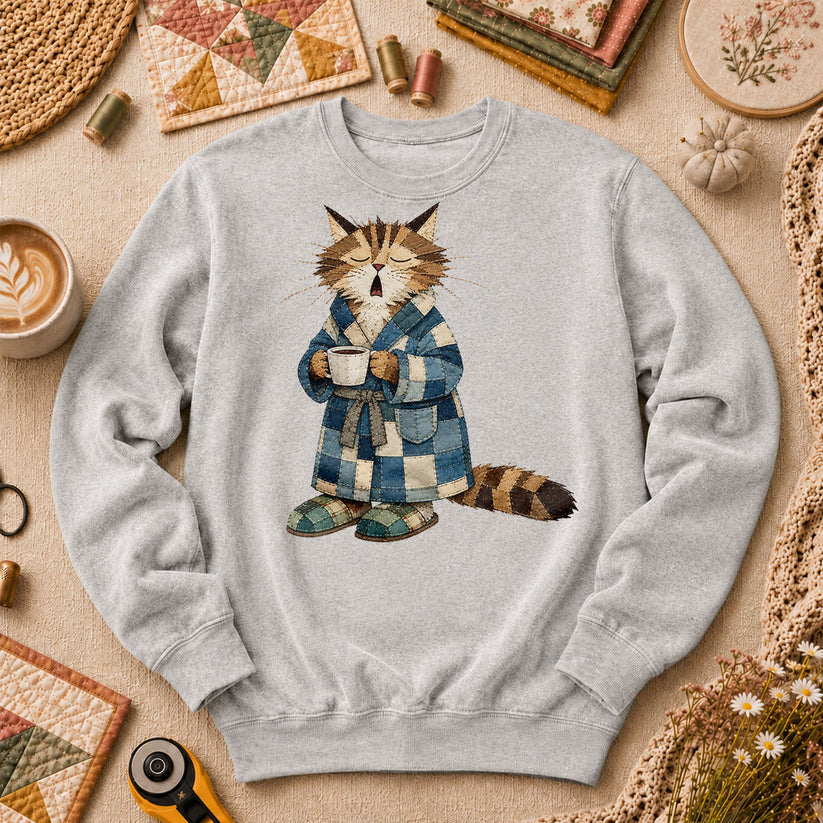Cozy Cat Robe Morning Coffee - Sport Grey