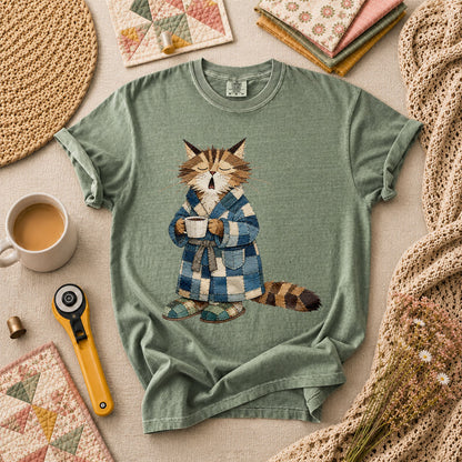 Cozy Cat Robe Morning Coffee - Forest