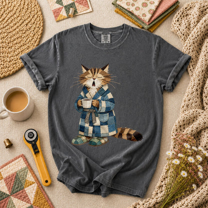 Cozy Cat Robe Morning Coffee - Grey