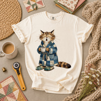 Cozy Cat Robe Morning Coffee - Ivory