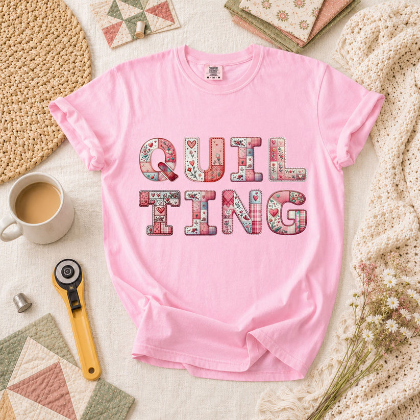 QUILTING Floral Typography Hearts - Blossom