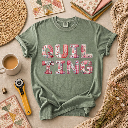 QUILTING Floral Typography Hearts - Forest