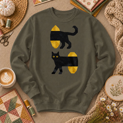 Long Black Cat Split Design - Military Green