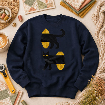 Long Black Cat Split Design - Navy