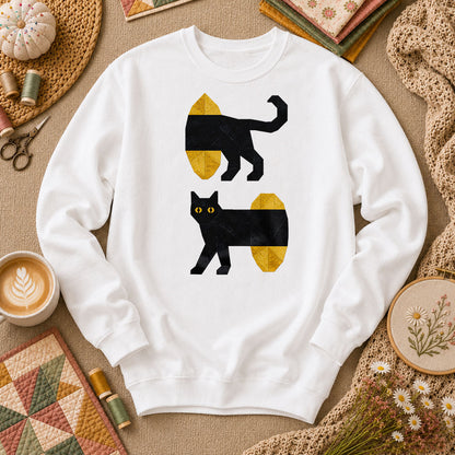 Long Black Cat Split Design - White