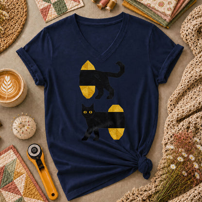 Long Black Cat Split Design - Navy