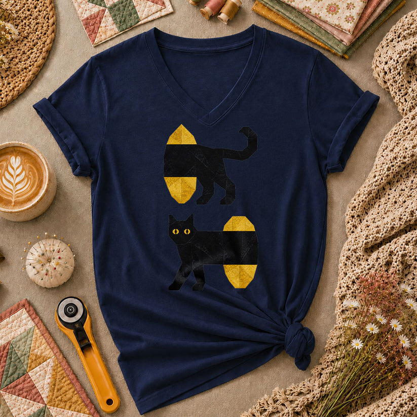 Long Black Cat Split Design - Navy